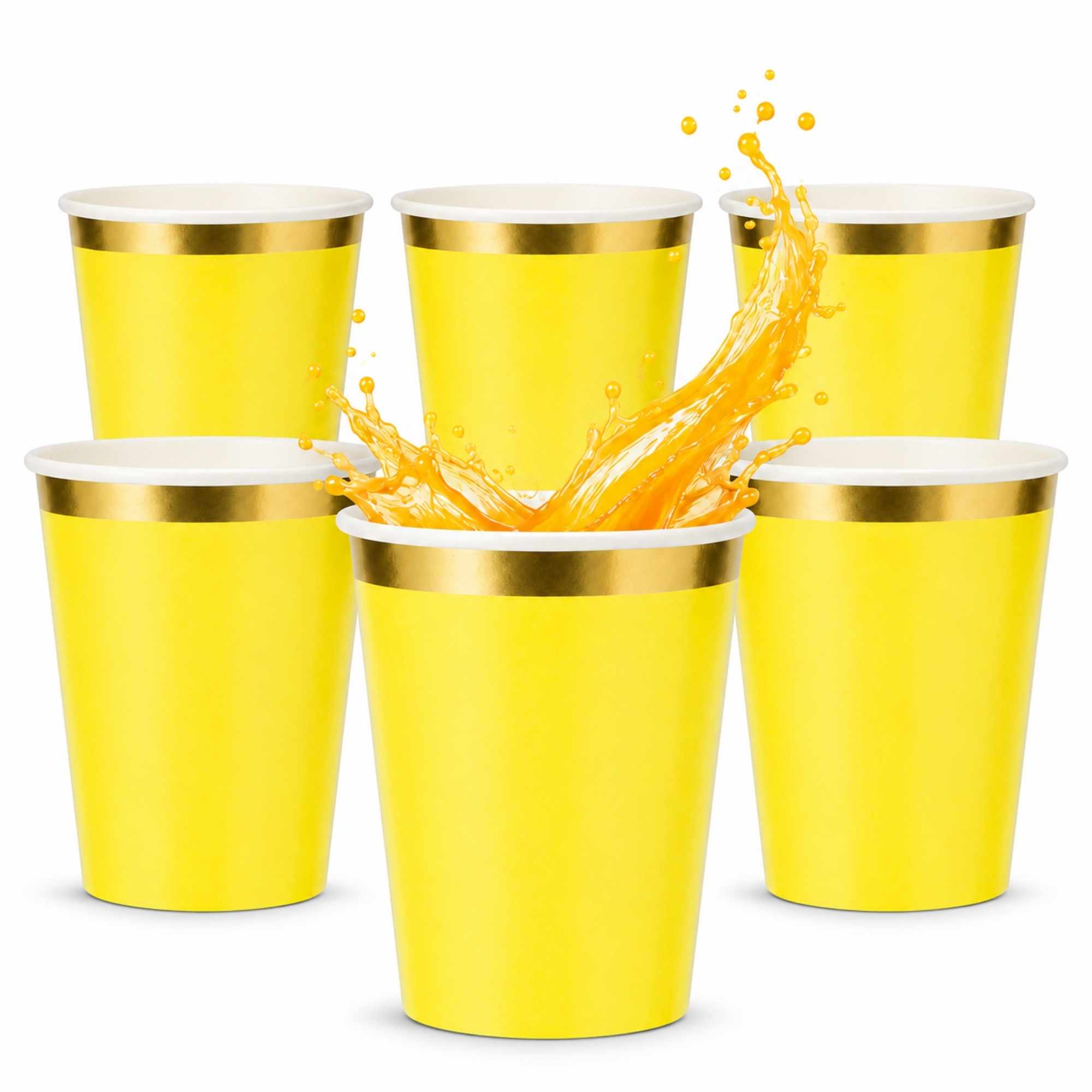 Vasos de carton Amarillos Pack 6 unidades 270 cc - imagen 1