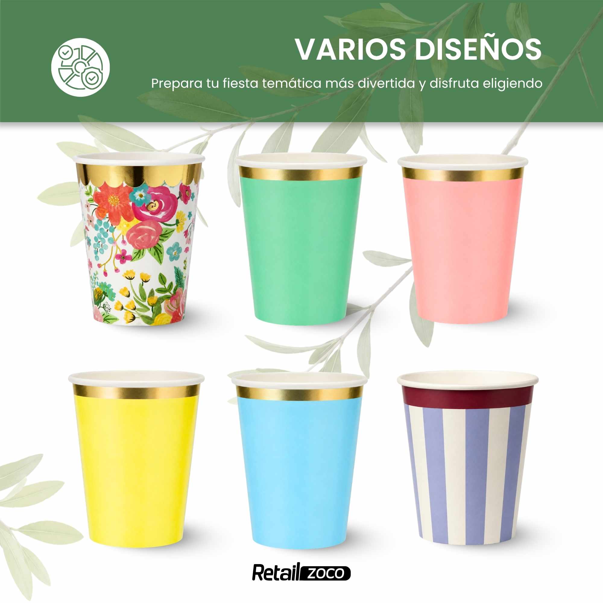 Vasos de carton Amarillos Pack 6 unidades 270 cc - imagen 5
