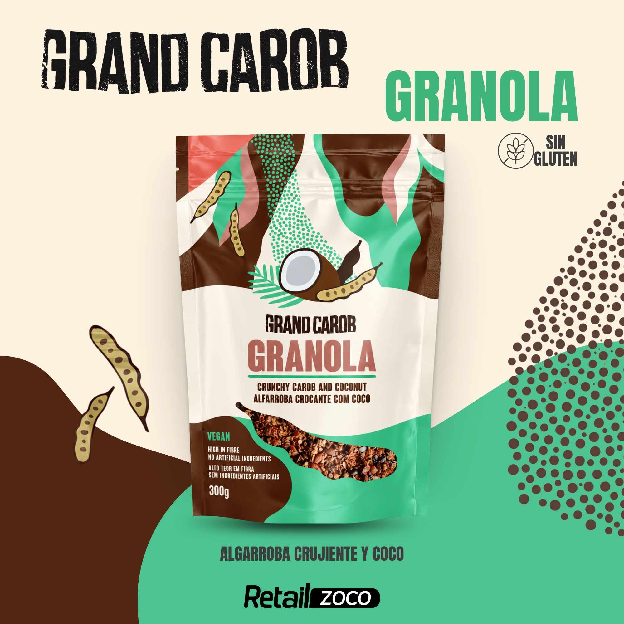 Granola SIN Gluten de Algarroba con Coco 300g Grand Carob - imagen 2