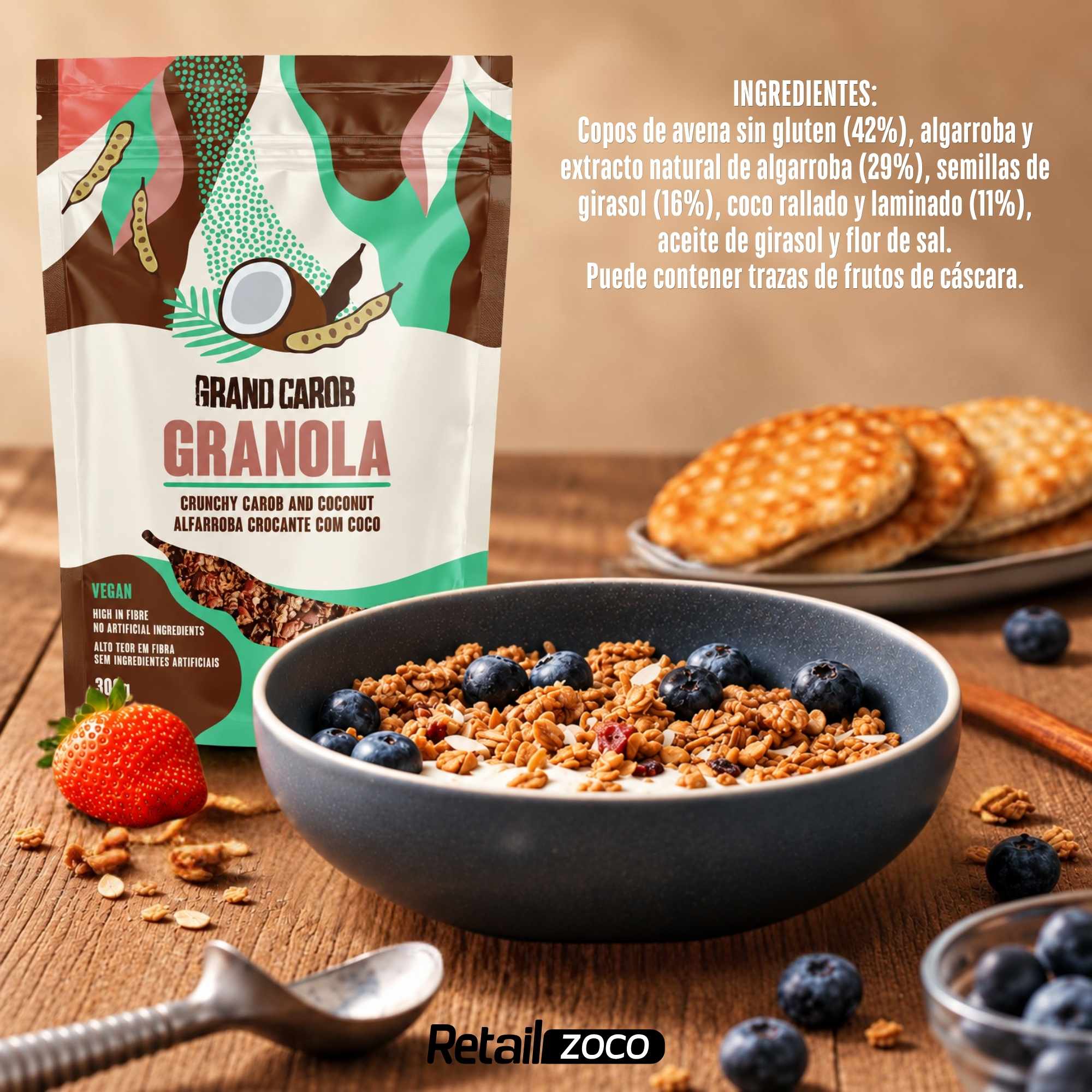 Granola SIN Gluten de Algarroba con Coco 300g Grand Carob - imagen 3