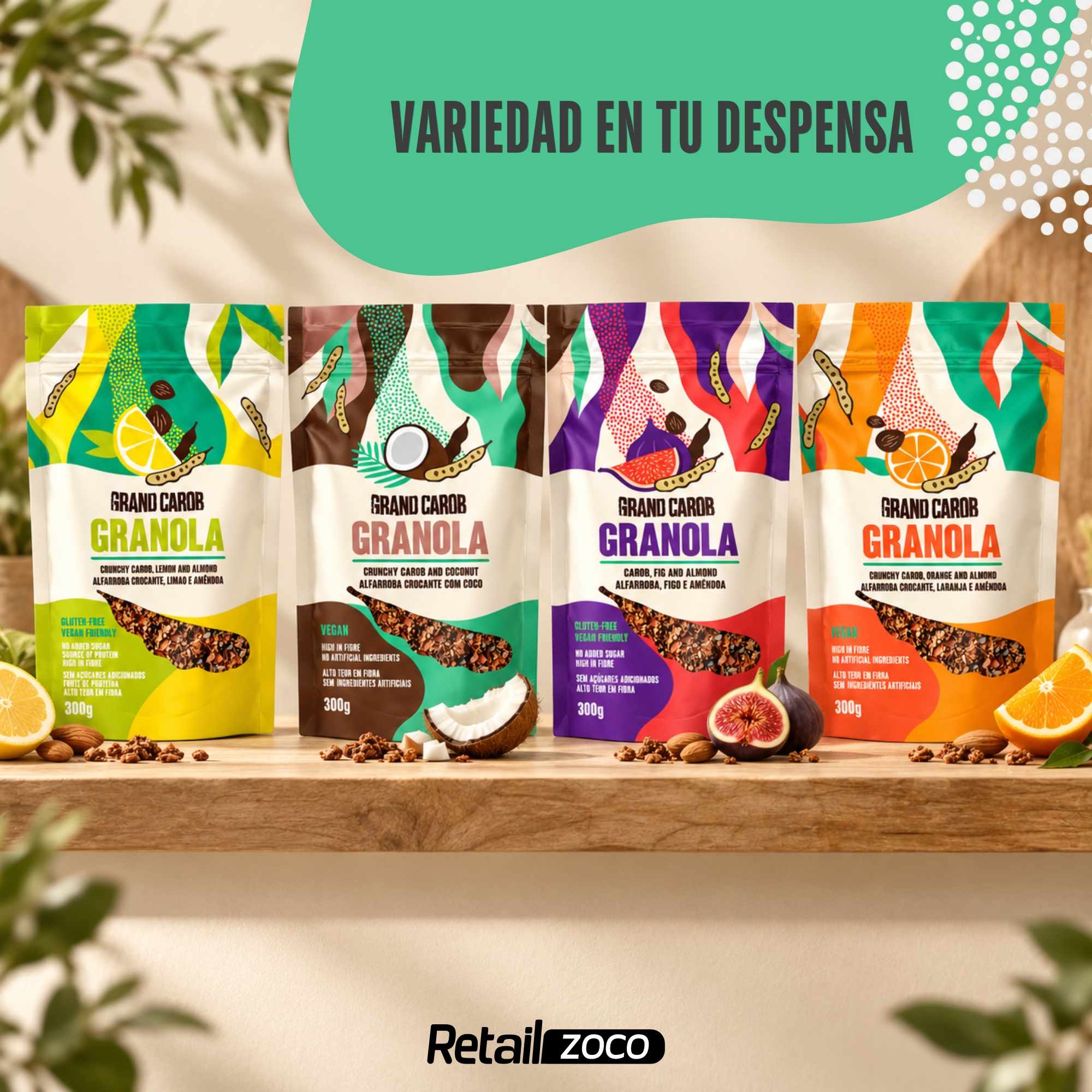 Granola SIN Gluten de Algarroba con Coco 300g Grand Carob - imagen 6