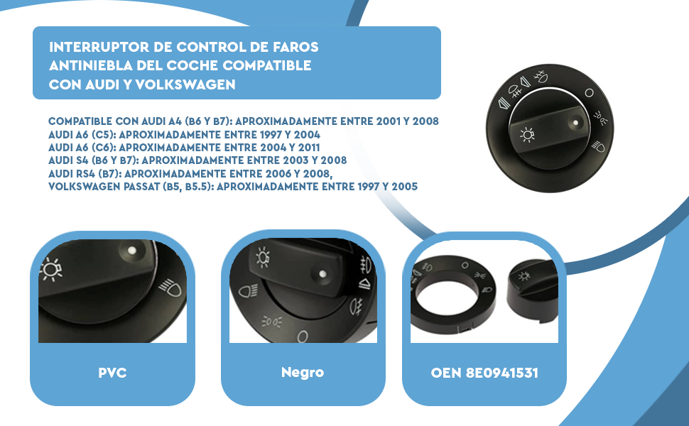 Banner - Interruptor de control de faros antiniebla del coche negro