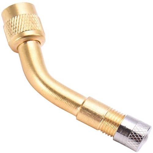 Adaptador extensor valvula neumatico curva de 135 grados dorado - imagen 1