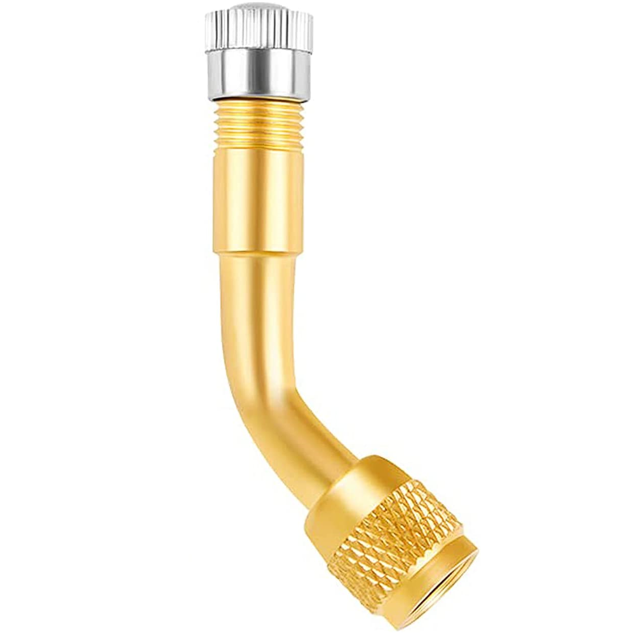 Adaptador extensor valvula neumatico curva de 135 grados dorado - imagen 5