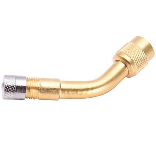Adaptador extensor valvula neumatico curva de 135 grados dorado - imagen 2