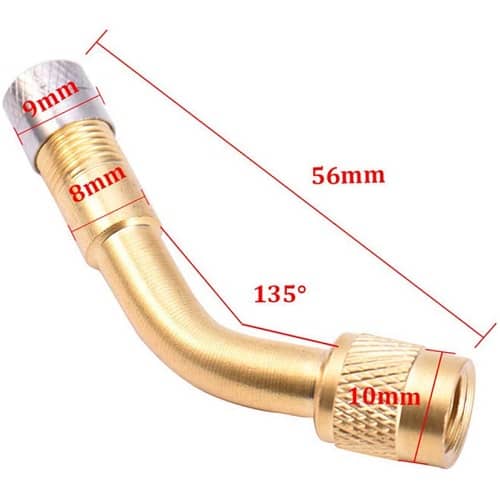 Adaptador extensor valvula neumatico curva de 135 grados dorado - imagen 3