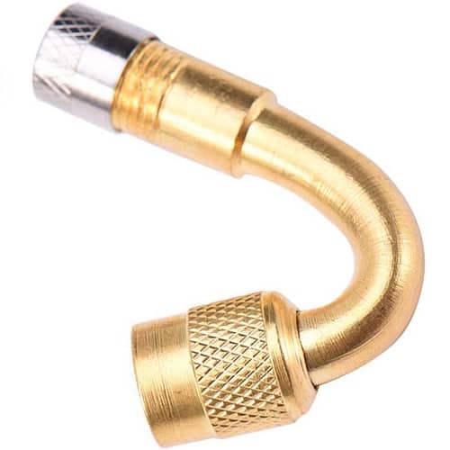 Adaptador extensor valvula neumatico curva de 45 grados dorado - imagen 2