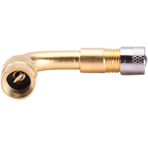 Adaptador extensor valvula neumatico curva de 90 grados dorado - imagen 1