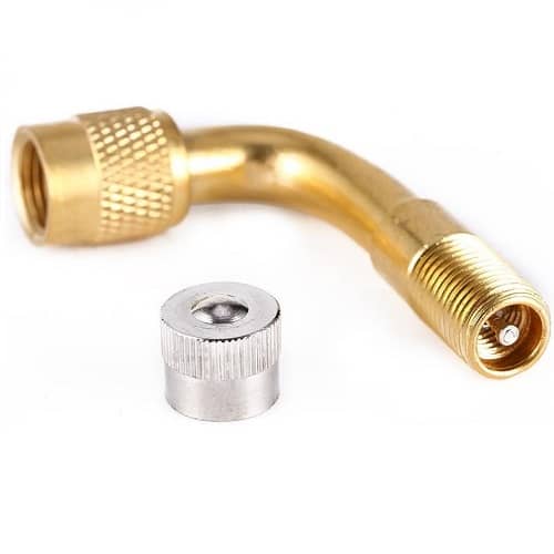 Adaptador extensor valvula neumatico curva de 90 grados dorado - imagen 2