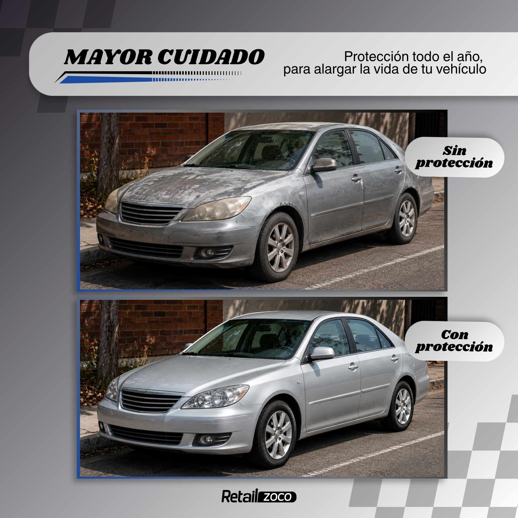 Funda para coche impermeable a Prueba de Polvo Anti-UV Talla L gris para interior - imagen 6