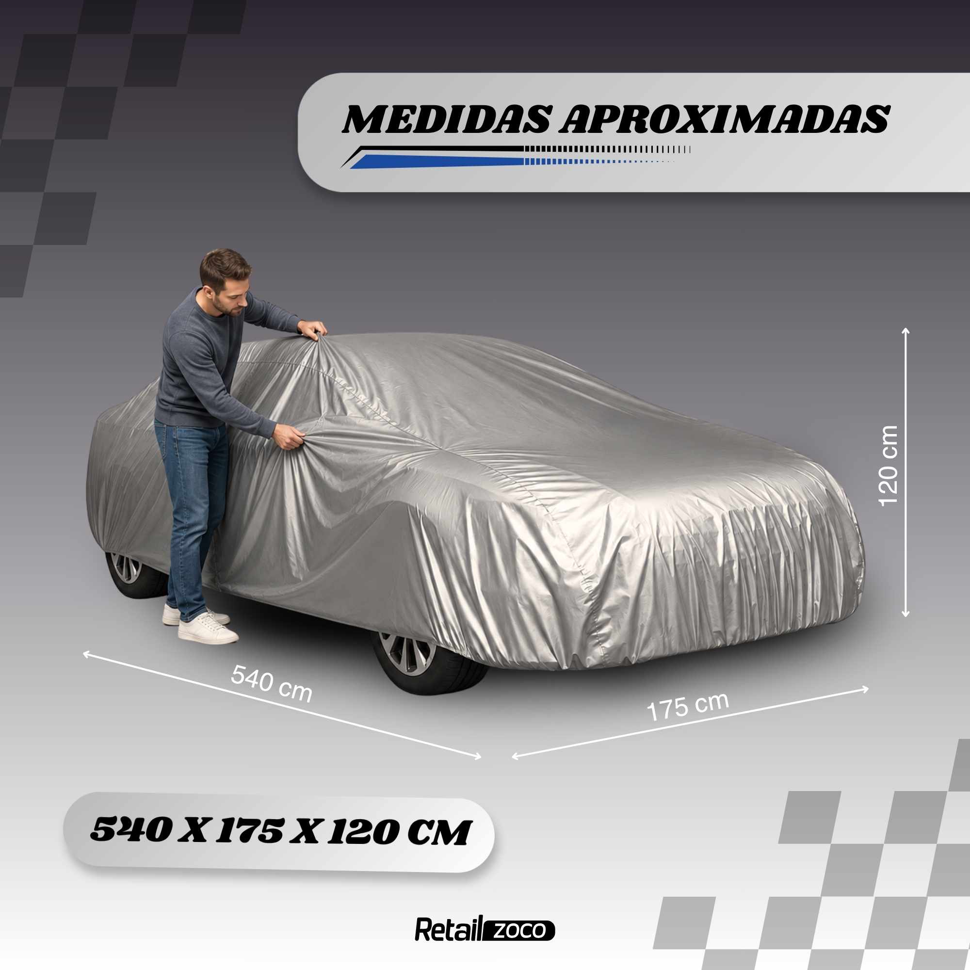 Funda para coche impermeable a Prueba de Polvo Anti-UV Talla XL gris para interior - imagen 4