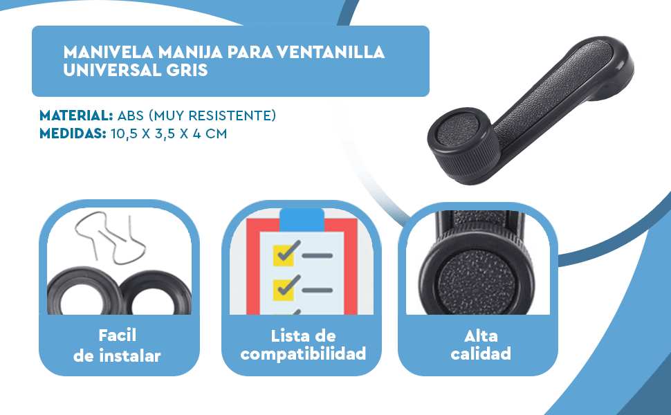 Banner - Manivela manija para ventanilla universal gris