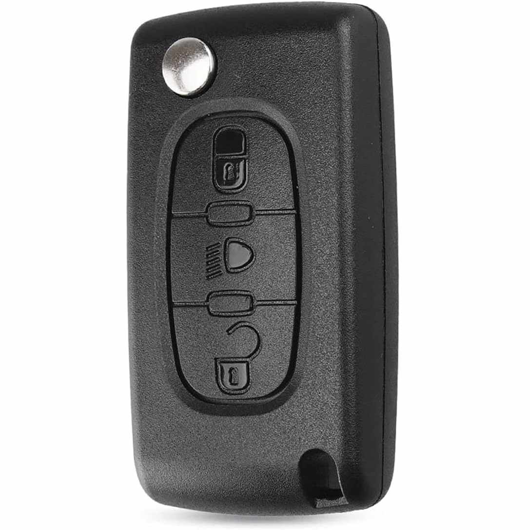 Carcasa mando llave del coche 3 botones compatible con citroen y peugeot negro