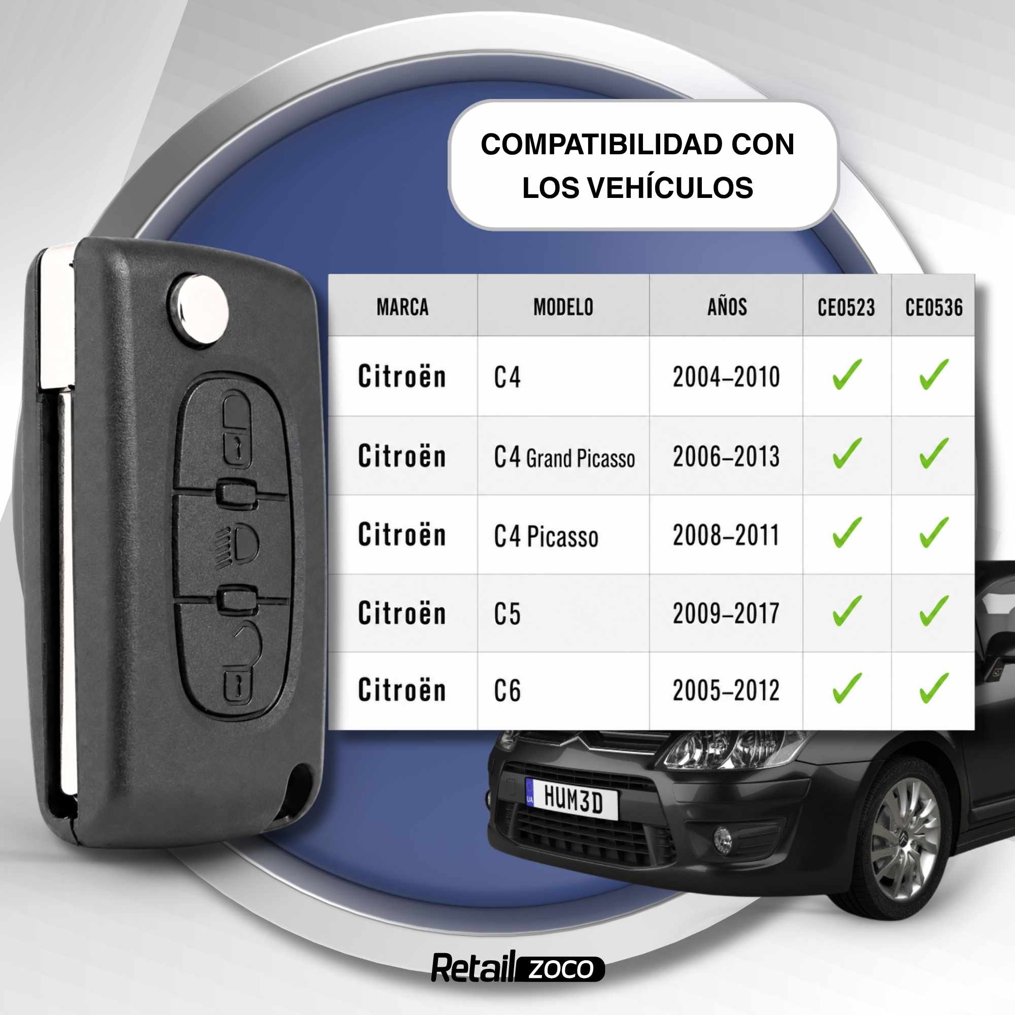 Carcasa mando llave del coche 3 botones compatible con citroen y peugeot negro - imagen 3