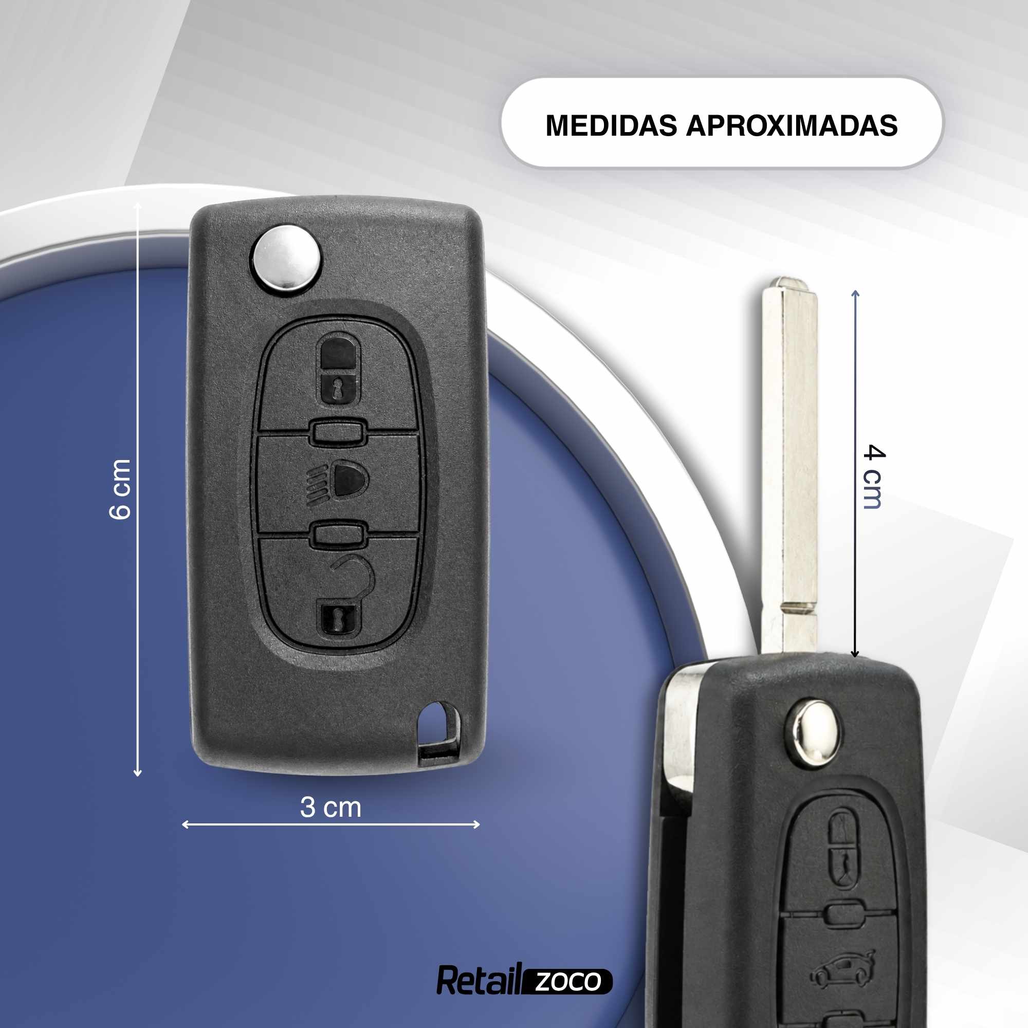 Carcasa mando llave del coche 3 botones compatible con citroen y peugeot negro - imagen 6