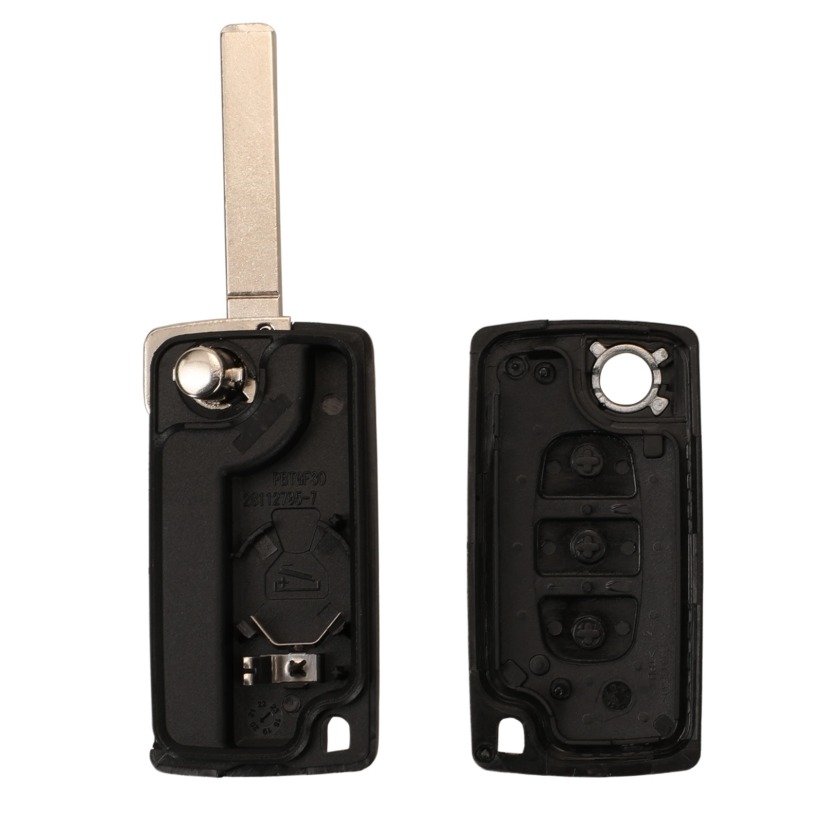 Carcasa mando llave del coche 3 botones compatible con citroen y peugeot negro - imagen 3