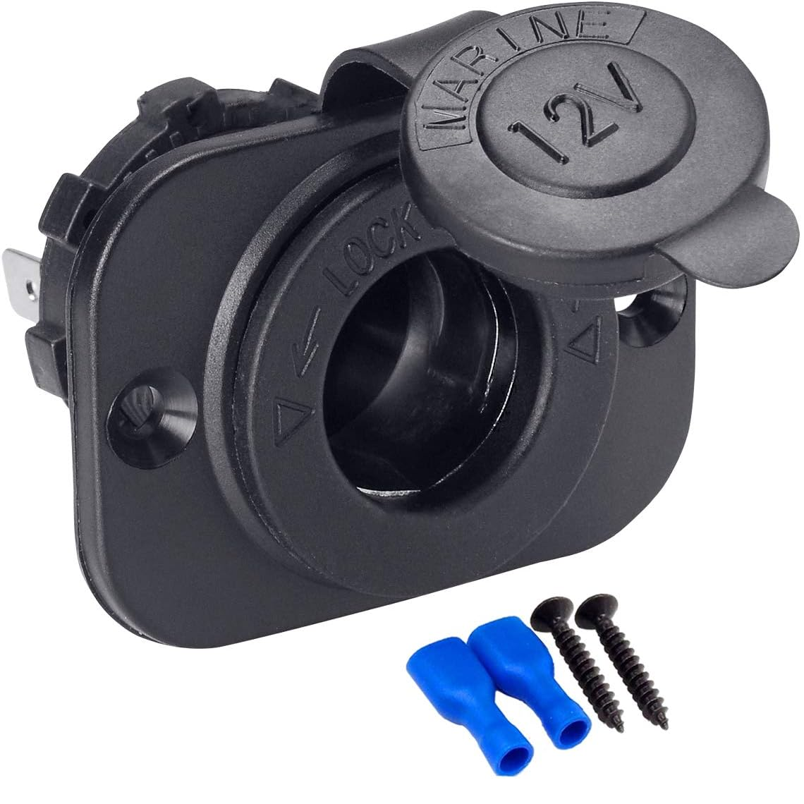 Toma de Corriente Empotrable Mechero 12V para Coche Moto Barco negro - imagen 1