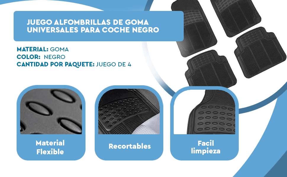 Banner - Juego Alfombrillas de Goma Universales para Coche negro
