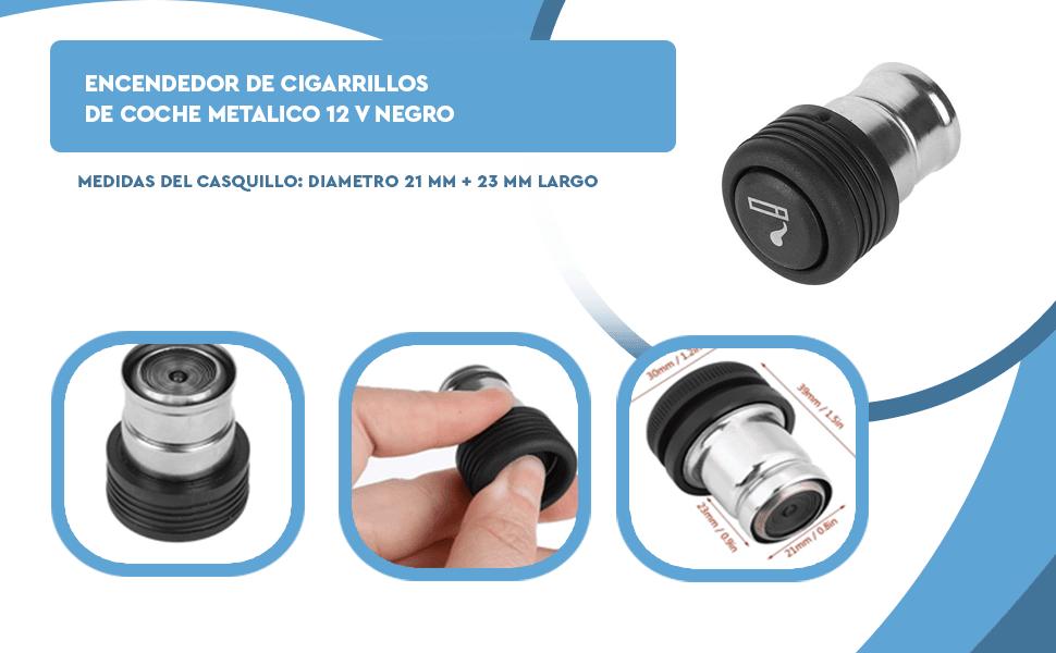 Banner - Encendedor de cigarrillos de coche metalico 12 V negro
