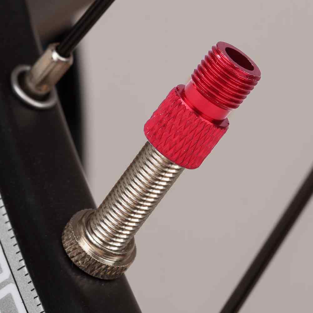 Adaptador de aluminio de valvula Presta a Schrader para bicicleta rojo - imagen 4