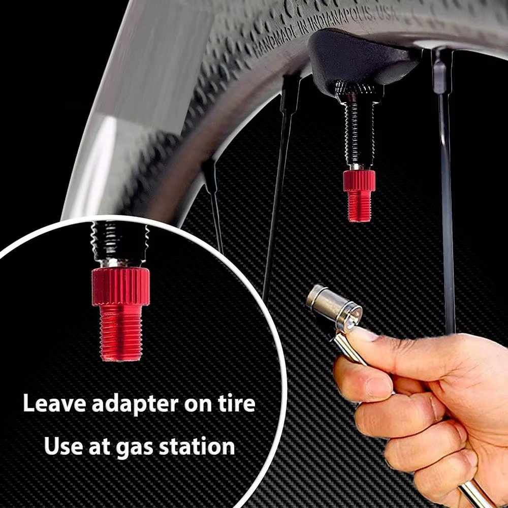 Adaptador de aluminio de valvula Presta a Schrader para bicicleta rojo - imagen 2