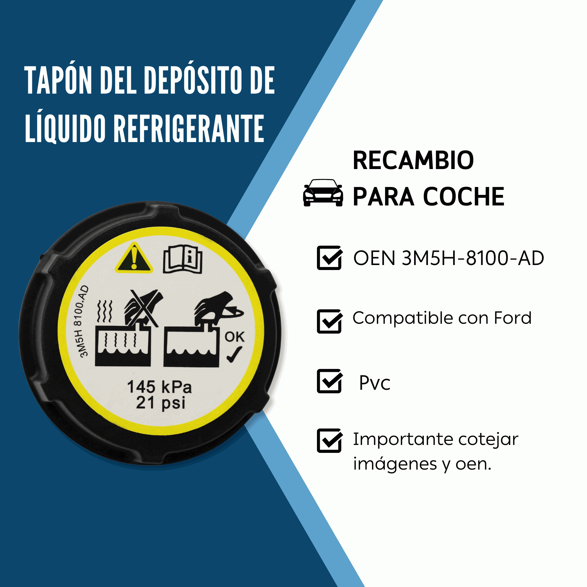 Tapon del deposito de liquido refrigerante negro - imagen 2