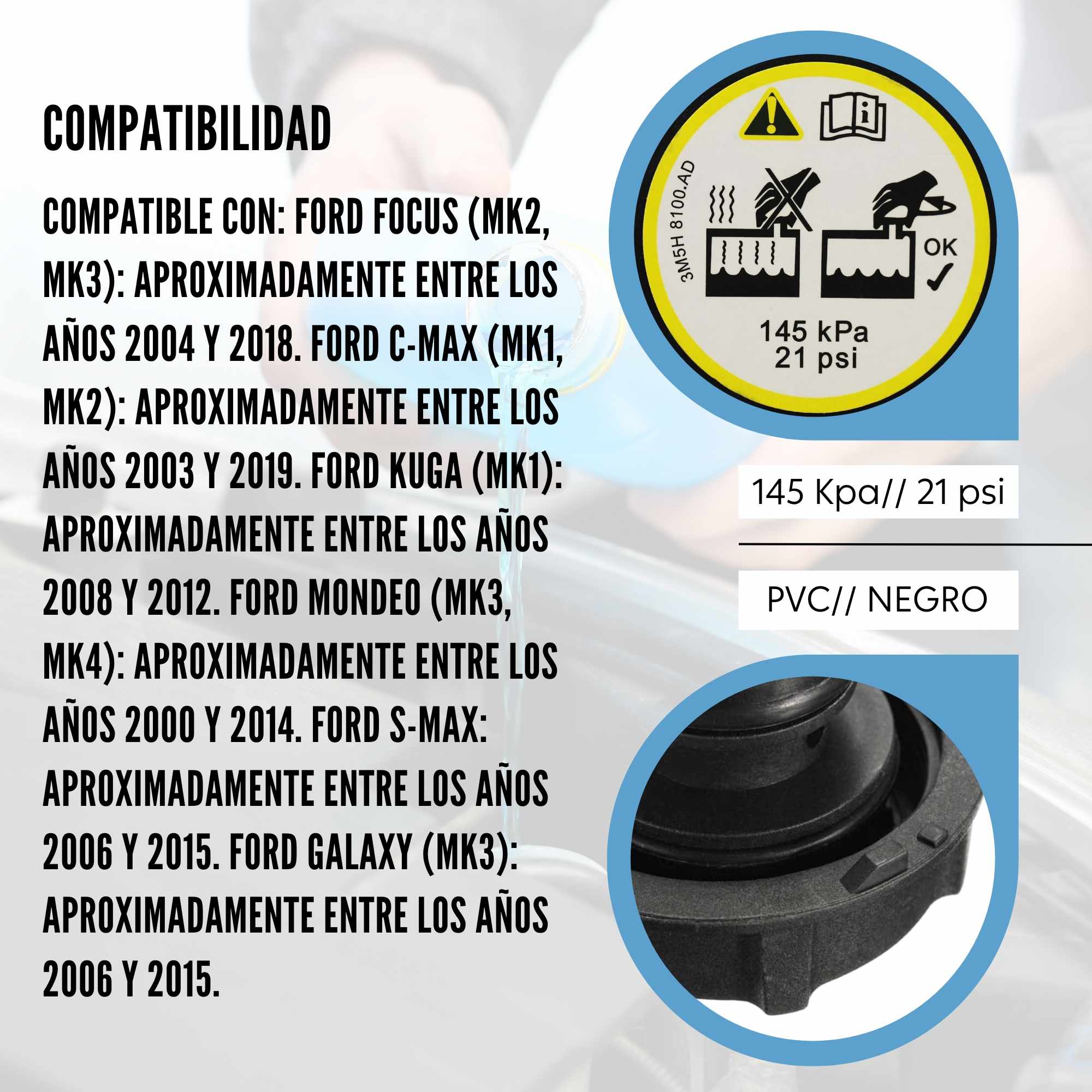 Tapon del deposito de liquido refrigerante negro - imagen 3