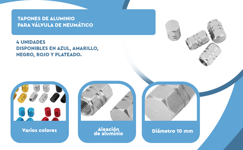 Banner - Tapon de aluminio para valvula de neumatico (4 uds) 9935180 rojo