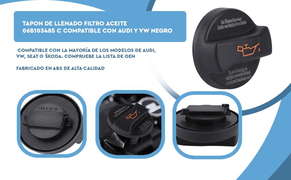 Banner - Tapon de llenado filtro aceite 06B103485 C compatible con Audi y VW negro