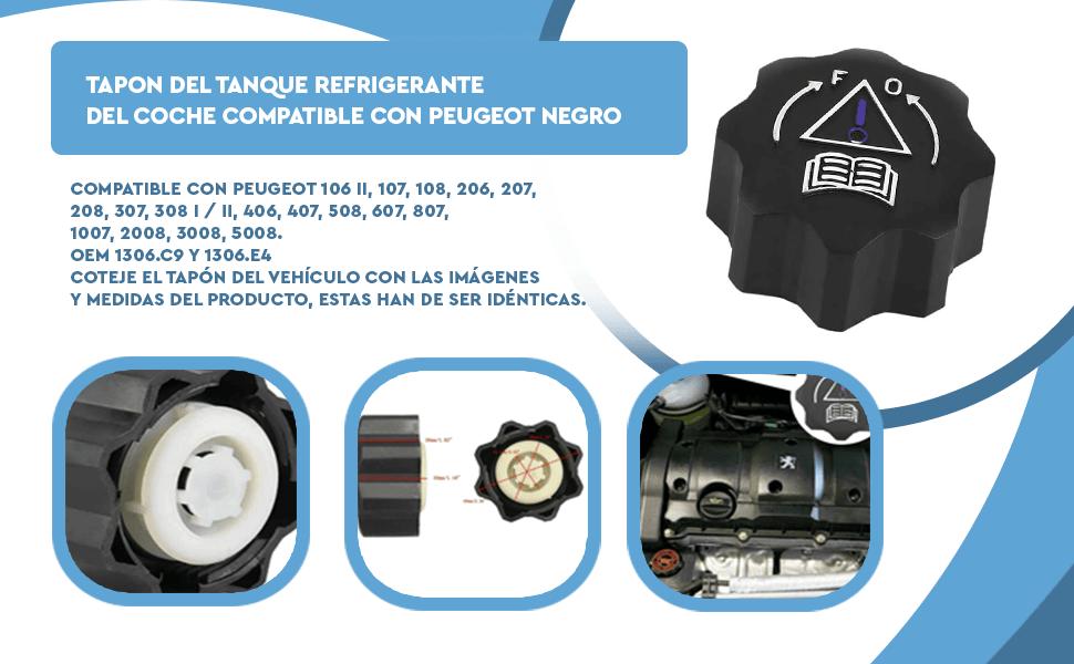 Banner - Tapon del tanque refrigerante del coche compatible con Peugeot negro