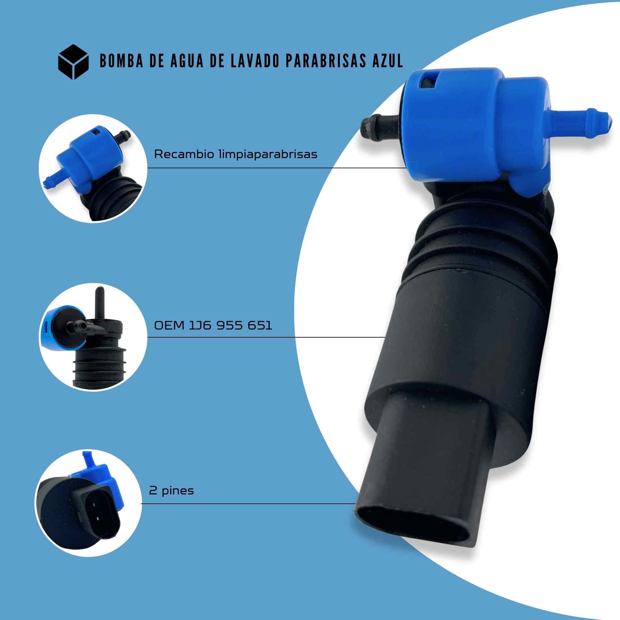Bomba de agua de lavado parabrisas azul - imagen 3