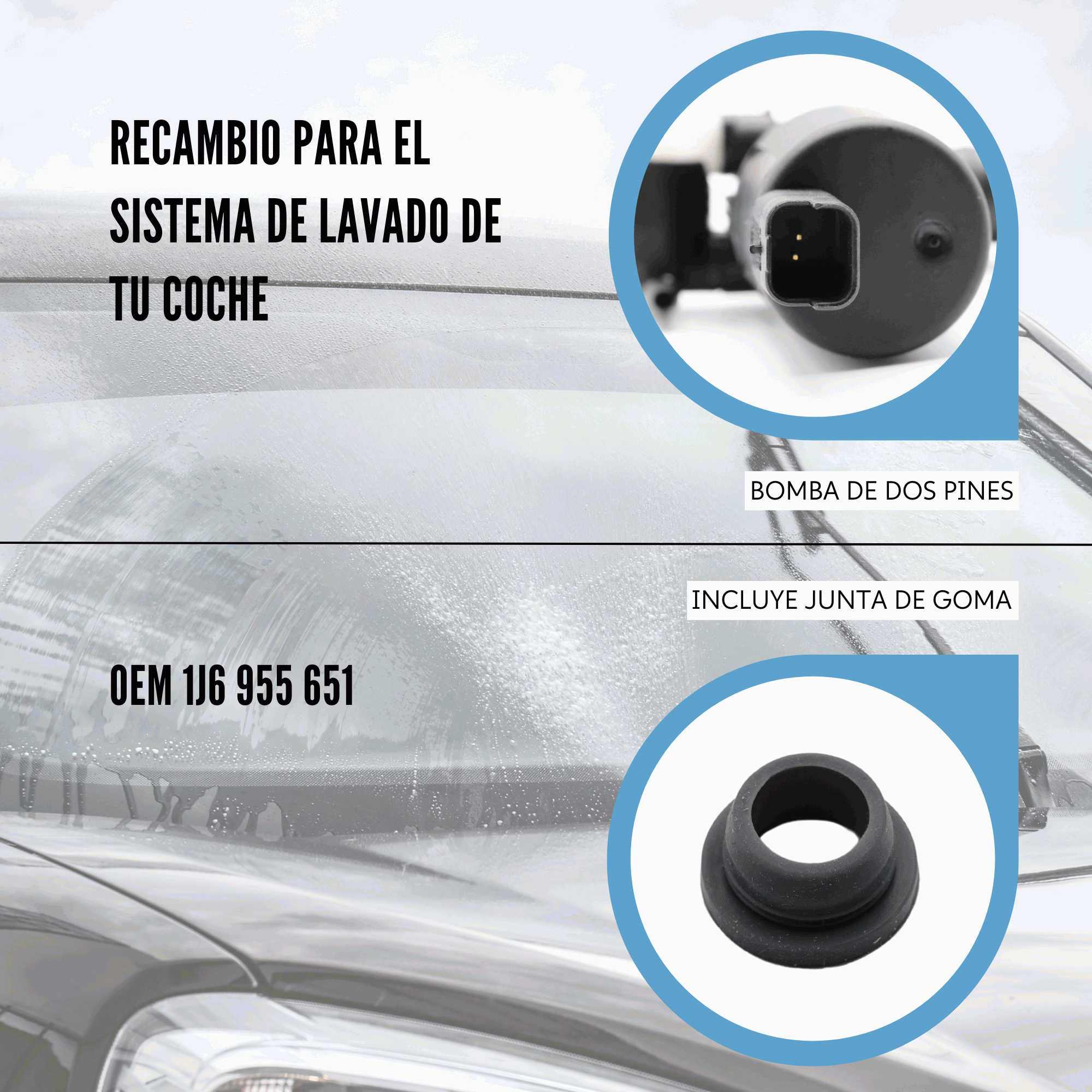 Bomba de agua de lavado parabrisas blanco - imagen 4