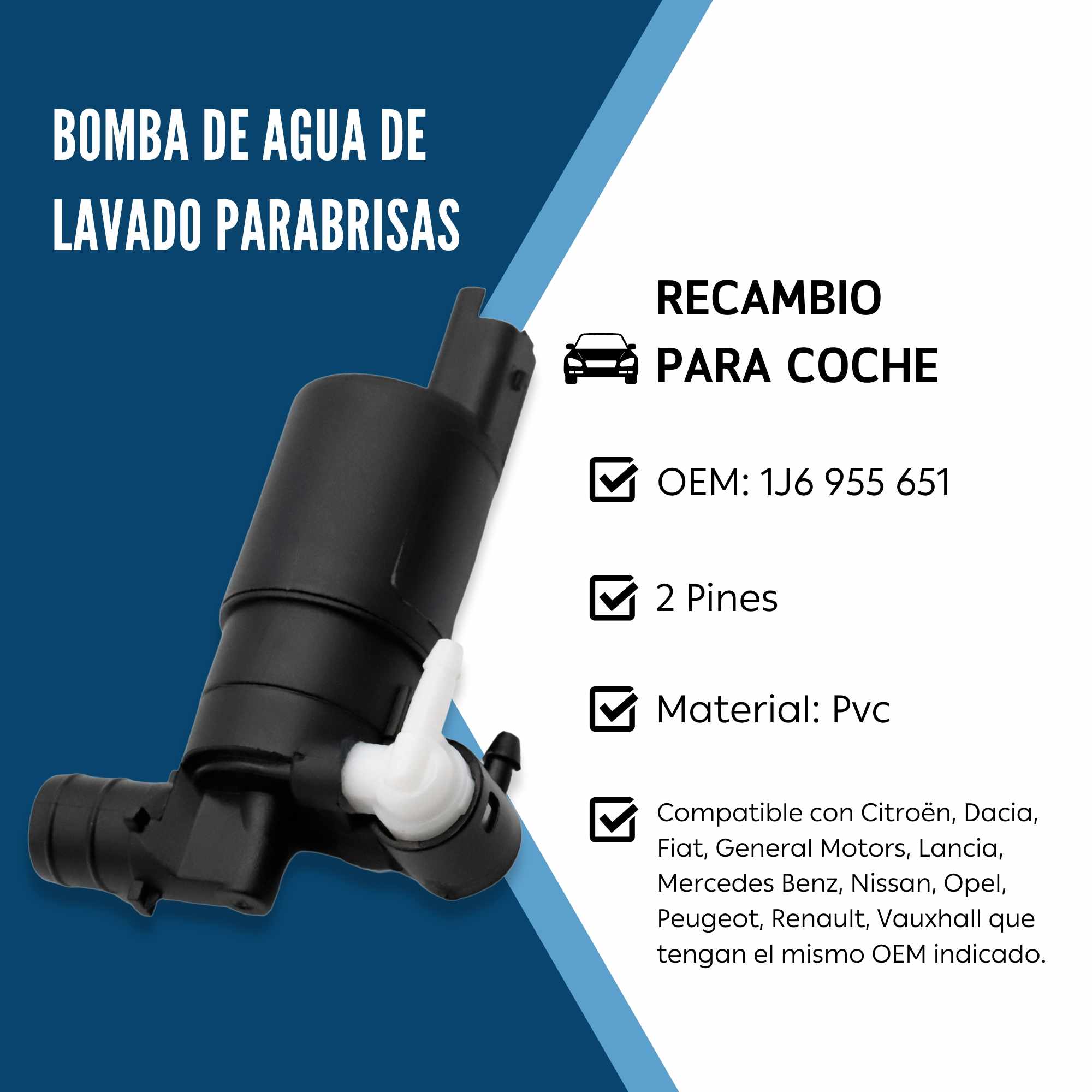 Bomba de agua de lavado parabrisas blanco - imagen 3