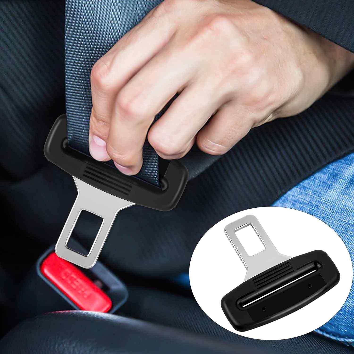 Hebilla de cinturon de seguridad de coche universal negro - imagen 6