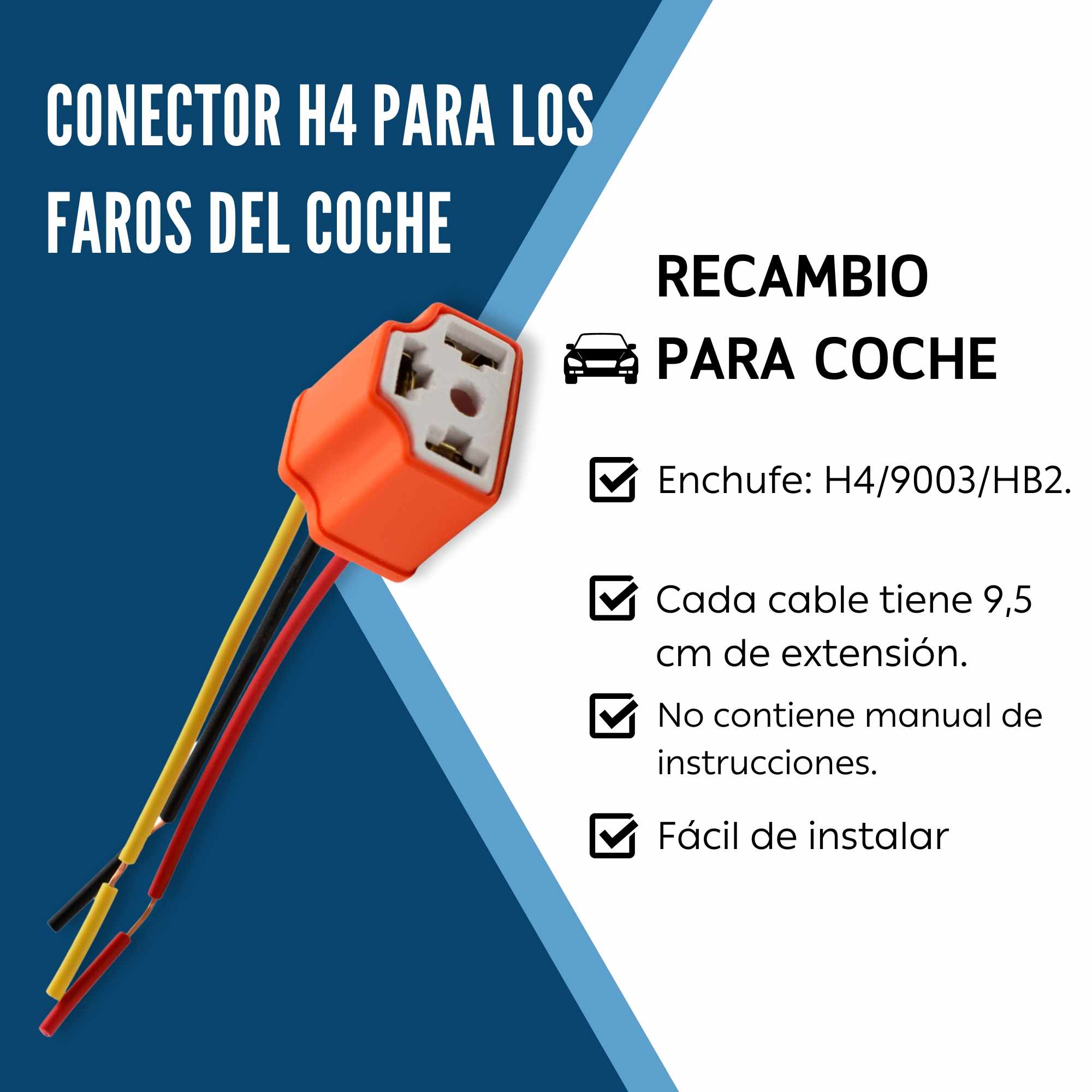 Conector H4 para faros del coche naranja - imagen 2