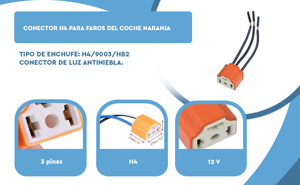 Banner - Conector H4 para faros del coche naranja
