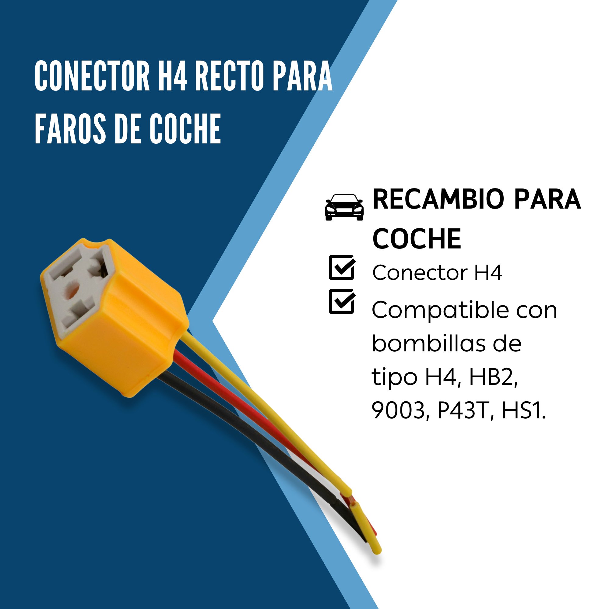 Conector H4 para faros de coche amarillo - imagen 4