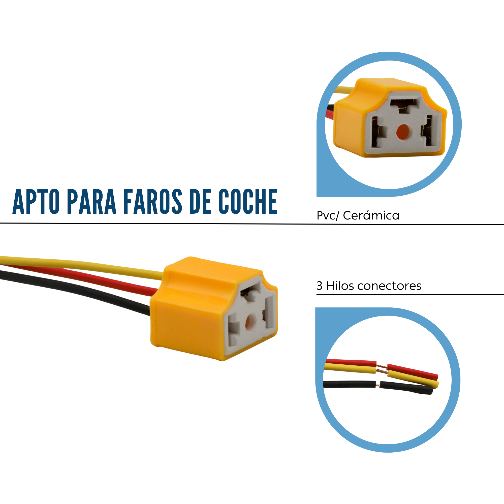 Conector H4 para faros de coche amarillo - imagen 6