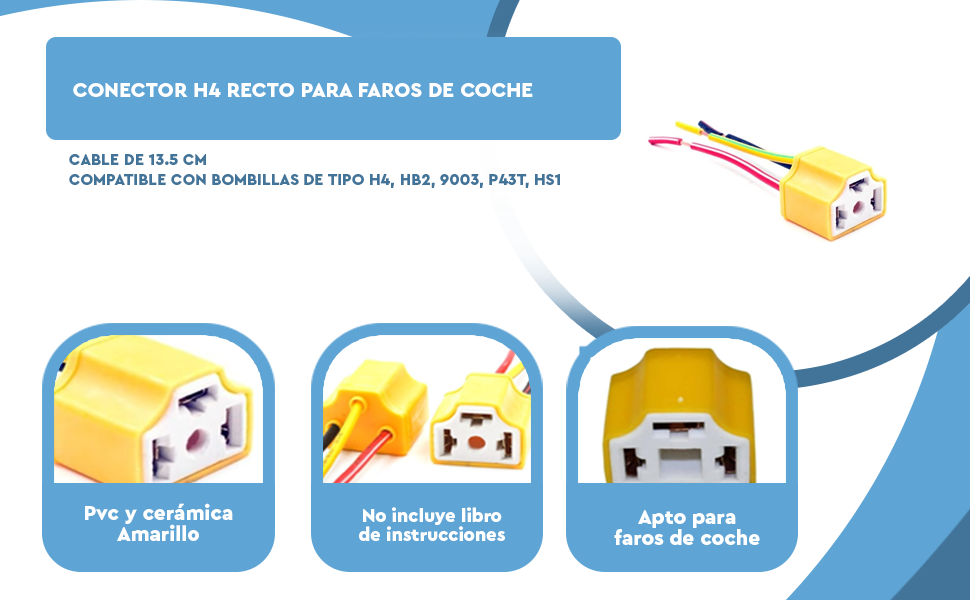 Banner - Conector H4 para faros de coche amarillo