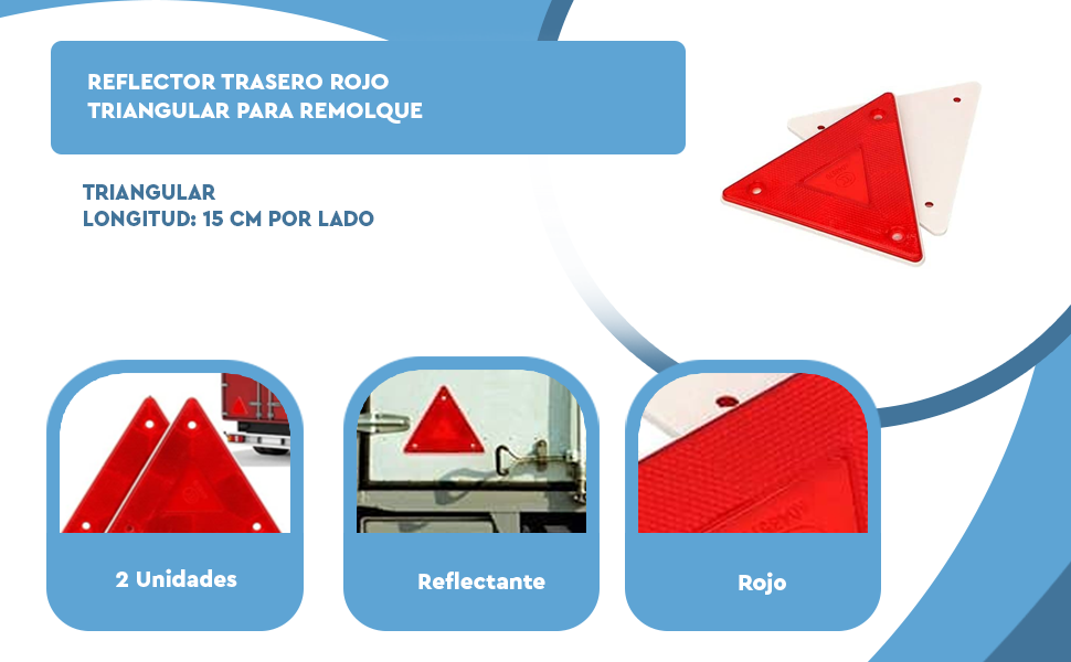 Banner - Reflector trasero rojo triangular para remolque (2 uds)