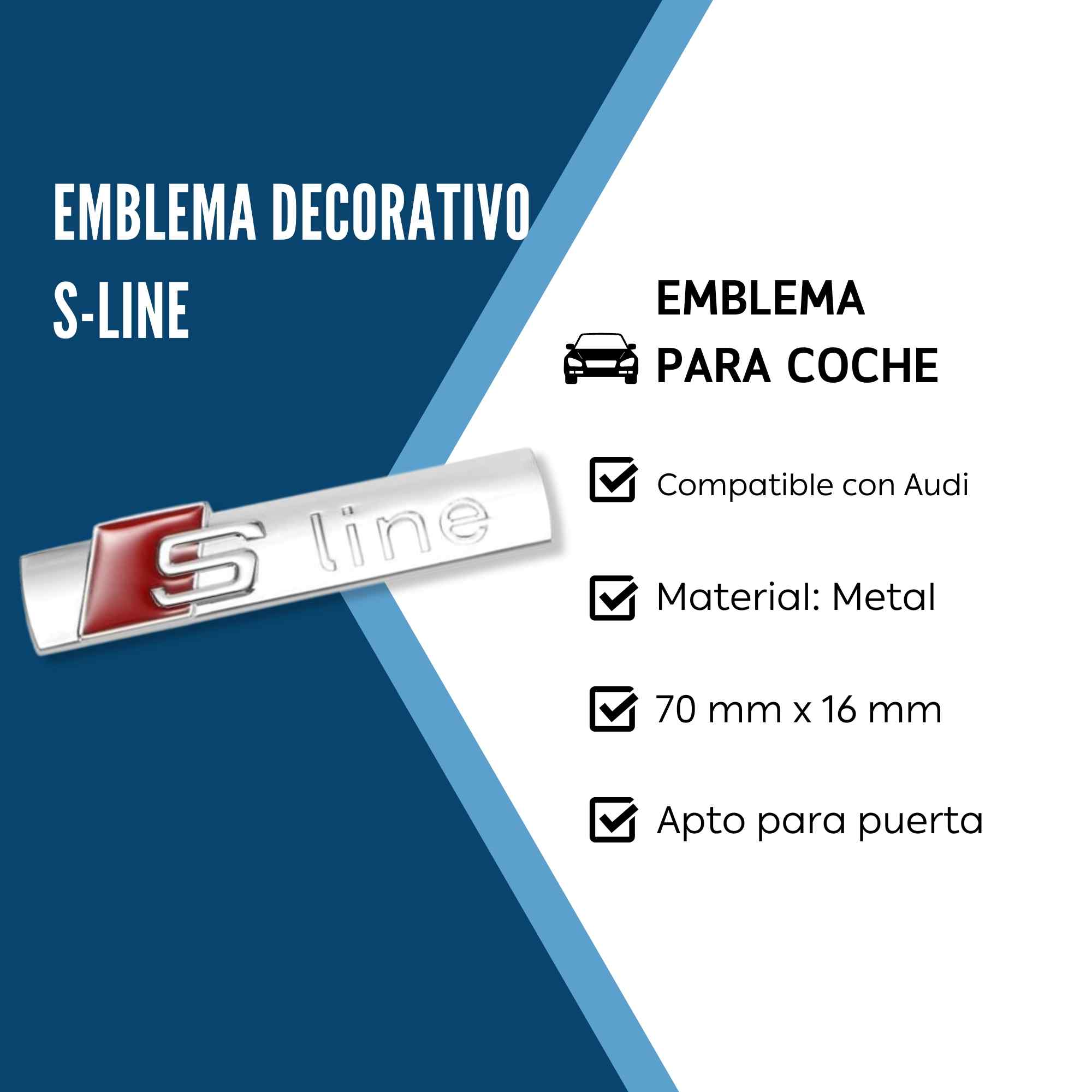 Emblema Adhesivo S Line para puerta compatible con Audi Plateado brillante - imagen 3