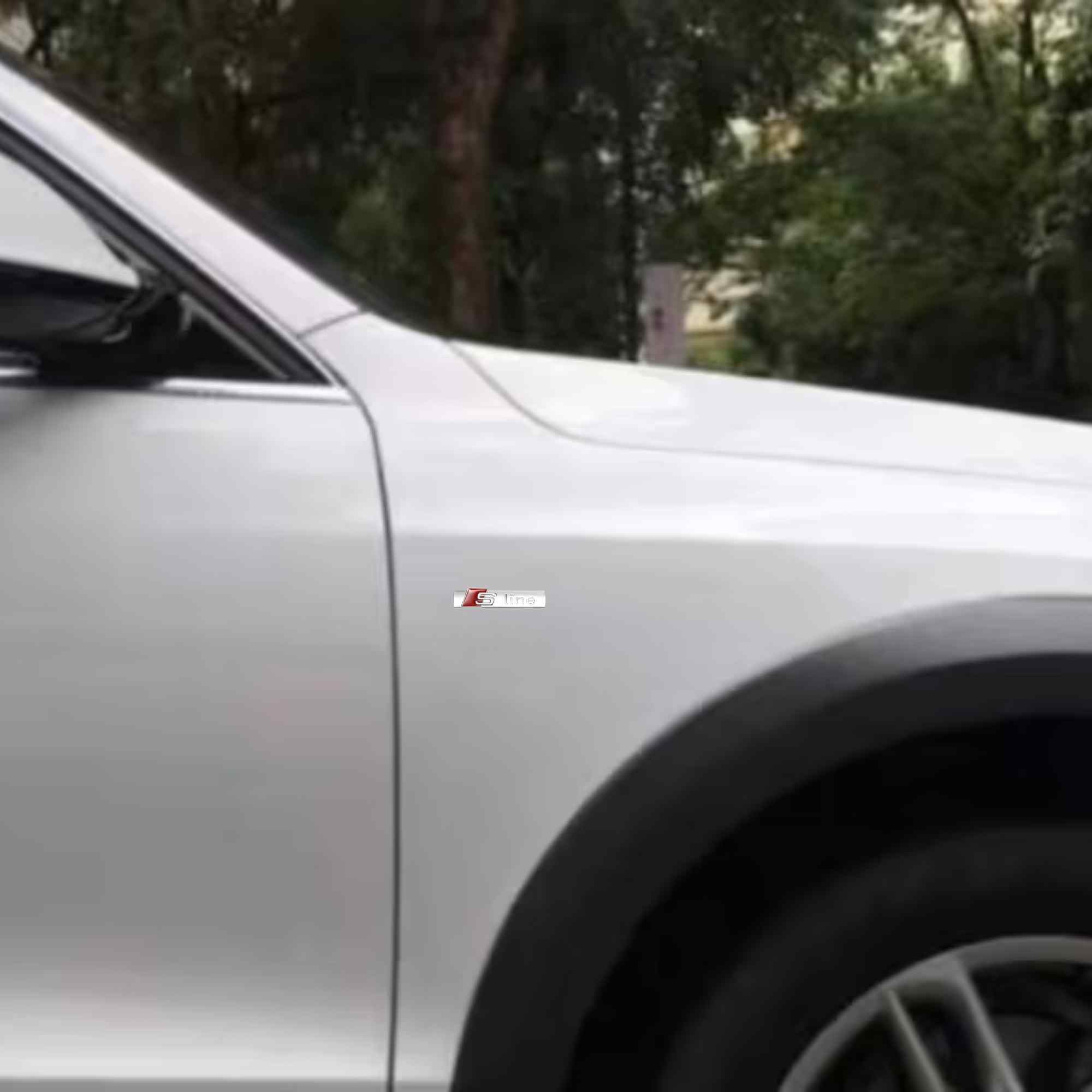 Emblema Adhesivo S Line para puerta compatible con Audi Plateado brillante - imagen 6