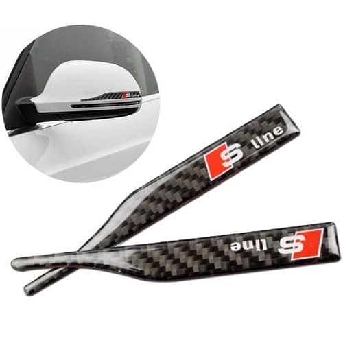 Emblema Adhesivo S Line Para Espejo Retrovisor Compatible Con Audi (2 Uds) Negro