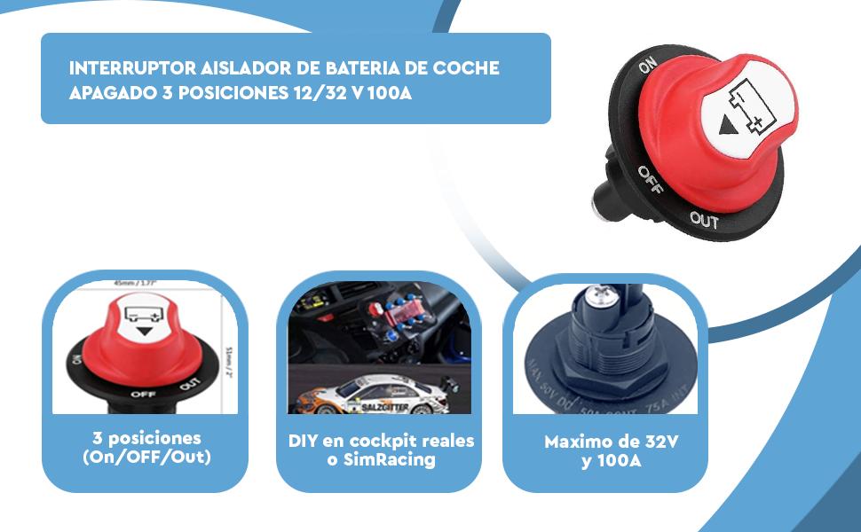 Banner - Interruptor aislador de bateria de coche apagado 3 Posiciones 12/32 V 100A