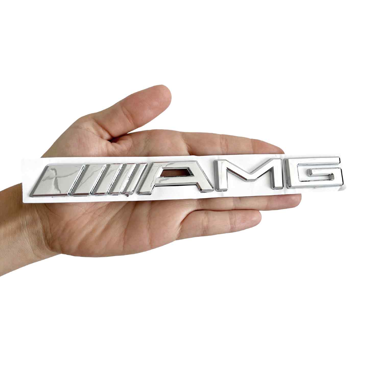 Emblema Adhesivo plastico AMG para maletero compatible con Mercedes plateado - imagen 4