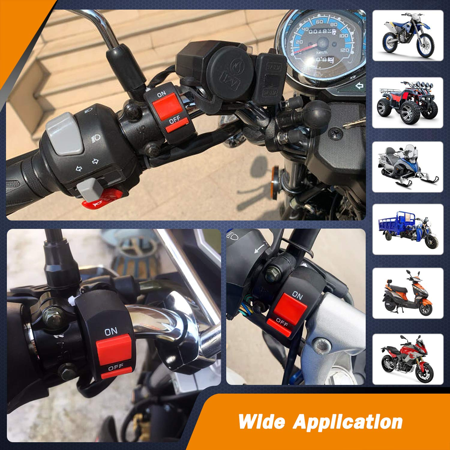Interruptor luces antiniebla para manillar de moto 12 V CC negro - imagen 7