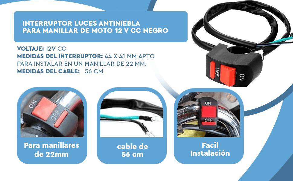 Banner - Interruptor luces antiniebla para manillar de moto 12 V CC negro