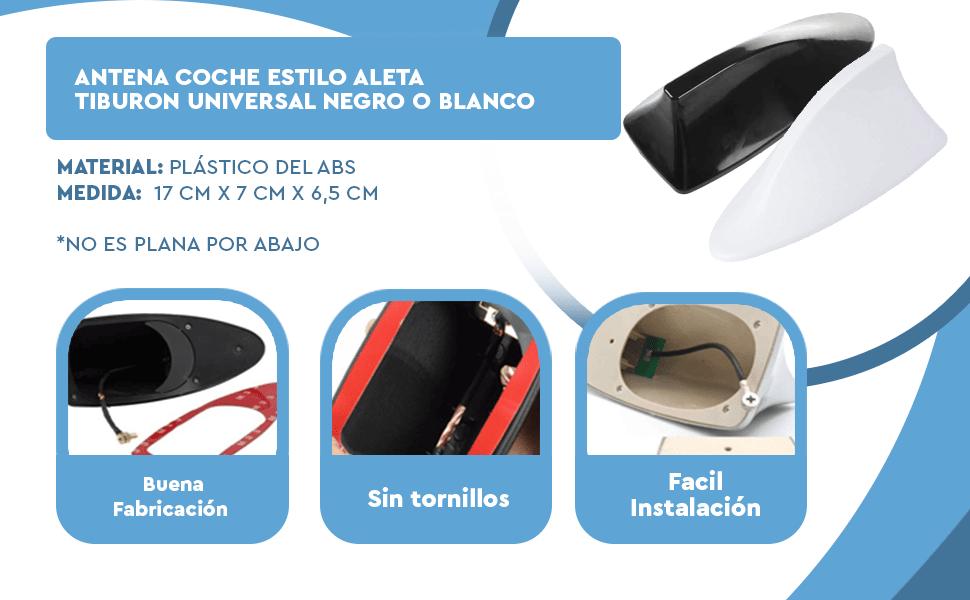 Banner - Antena coche estilo aleta tiburon universal negro