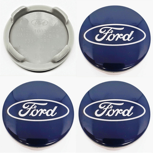 Embellecedor para llanta compatible con Ford 54 mm (4 uds) azul - imagen 1