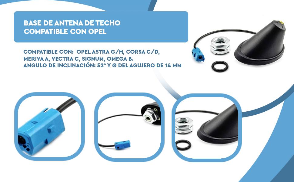 Banner - Base de antena de techo compatible con Opel negro